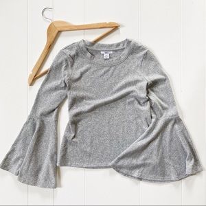 bar III Bell-Sleeve Heather Grey Top